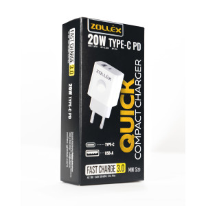 Zollex Зарядний пристрій 20W USB-A/USB-C White 12098