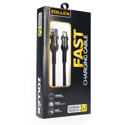 Zollex Кабель 20W Type-C to Lighting 1м Black 12205													