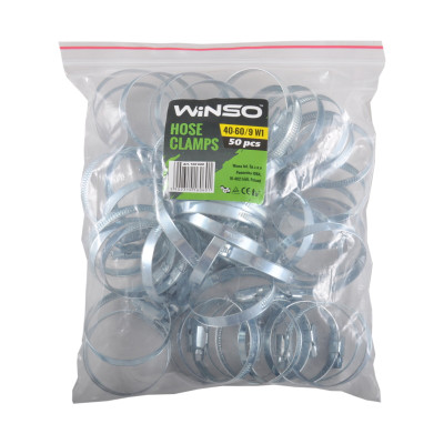 WINSO Хомуты метал. нерж. сталь 40-60, 9 mm, W2 (50шт.)