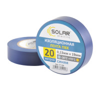 Изолента ПВХ SOLAR 0.13 mm/19mm 20м синяя