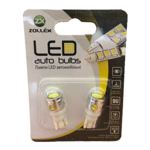 ZOLLEX Лампа автомоб. LED Т10/W5W (0,2+1W)x4 12V White (2 шт.) T1129