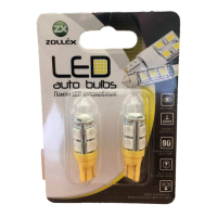 ZOLLEX Лампа автомоб. LEDT10/W5W/ SMD5050x9 12V Amber (2 шт.) T110525