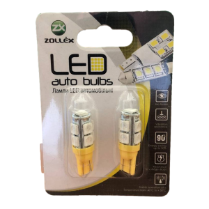 ZOLLEX Лампа автомоб. LEDT10/W5W/ SMD5050x9 12V Amber (2 шт.) T110525