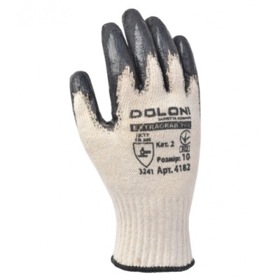 Doloni (4182) Перчатки трикотажные х/б с неполным латексным покрытием, белые 10 р.