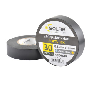 Изолента ПВХ SOLAR 0.13 mm/19mm 30м черная