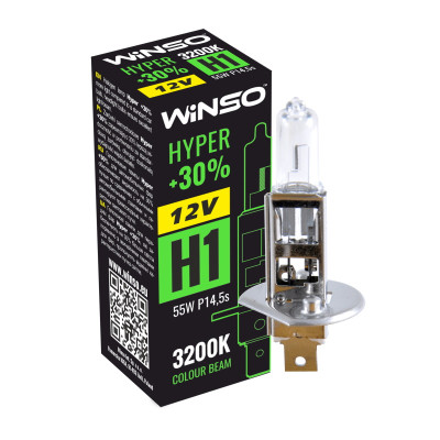 WINSO Лампа галогенная 12V H1 HYPER +30% 55W P14.5s