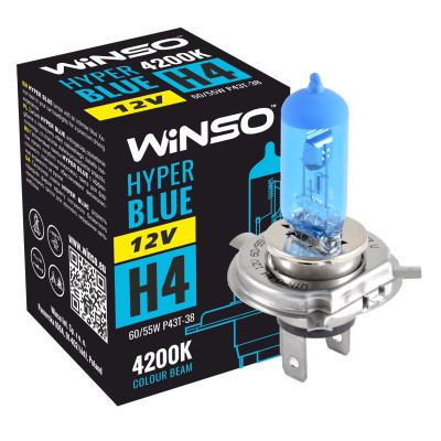 WINSO Лампа галогенная 12V H4 HYPER BLUE 4200K 60/ 55W P43t-38