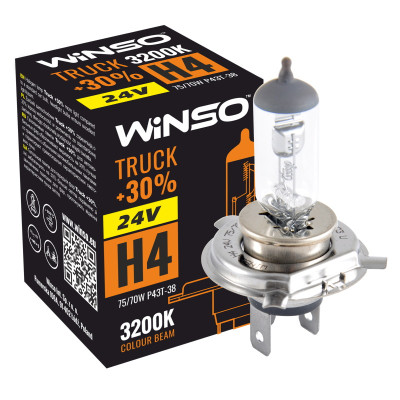 WINSO Лампа галогенна 24V H4 TRUSK +30% 75/70W P43t-38