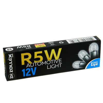 ZOLLEX Лампа автомоб.  R5W 12V 9524 (10шт.) (габарити, під. номера, цоколь, одноконтактна)