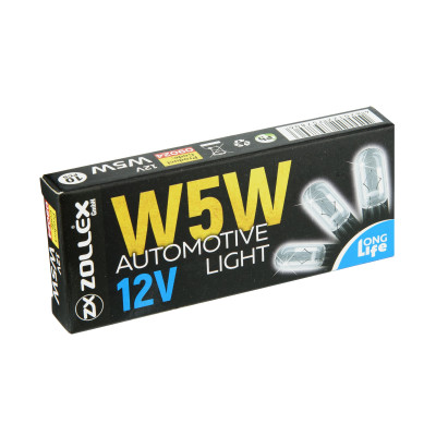 ZOLLEX Лампа автомоб.  W5W 12V 9024 (10шт.) (габарити, под. номера, безцоколь)
