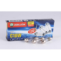 ZOLLEX Лампа автомоб.  C10W 12V (L35 mm) 60013 (10шт.) (пальчикова)