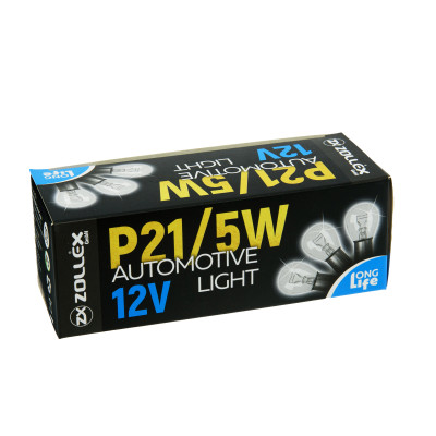 ZOLLEX Лампа автомоб.  Р21/5W 12V  8724 (10шт.) (стоп, поворот, цоколь, 2-х контактна)