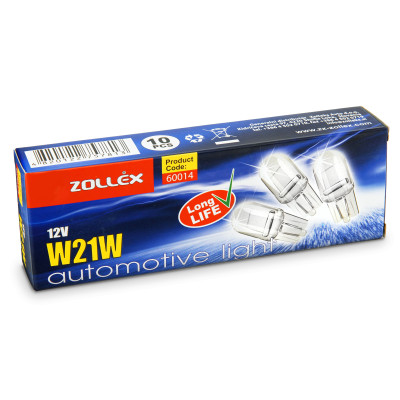 ZOLLEX Лампа автомоб.  W21W 12V 60014 (10шт.) (стоп, поворот, безцоколь)