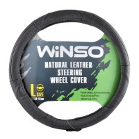 WINSO Чохол на кермо шкіряний, L 39-41 Ø, чорний з перфорацією
