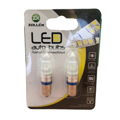 ZOLLEX Лампа автомоб. LED/T10W/1W/HPx1 12V Blue (2 шт.) 9S1172B
