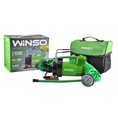 WINSO Компресор автомобільний 10 Атм, 40 л/хв.  200Вт.,кабель 3м.,шланг 5,7м.,спускний клапан