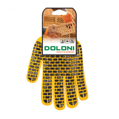 Doloni (4078) Рукавички ''Будівник'' трикотажні жовті з ПВХ, 7 клас р.10