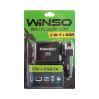 WINSO Розгалужувач гнізда прикурювача із запобіжником,2 в 1+USB,12V+USB 5V
