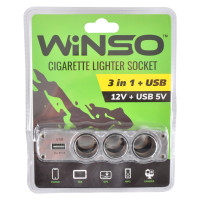 WINSO Разветвитель гнезда прикуривателя с предохранителем ,3 в 1+USB,12V+USB 5V