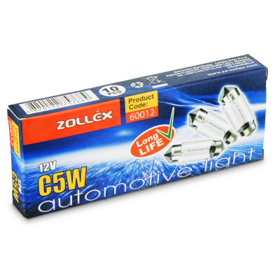 ZOLLEX Лампа автомоб. C5W 12V 35 mm 60012 (10шт.) (пальчиковая)